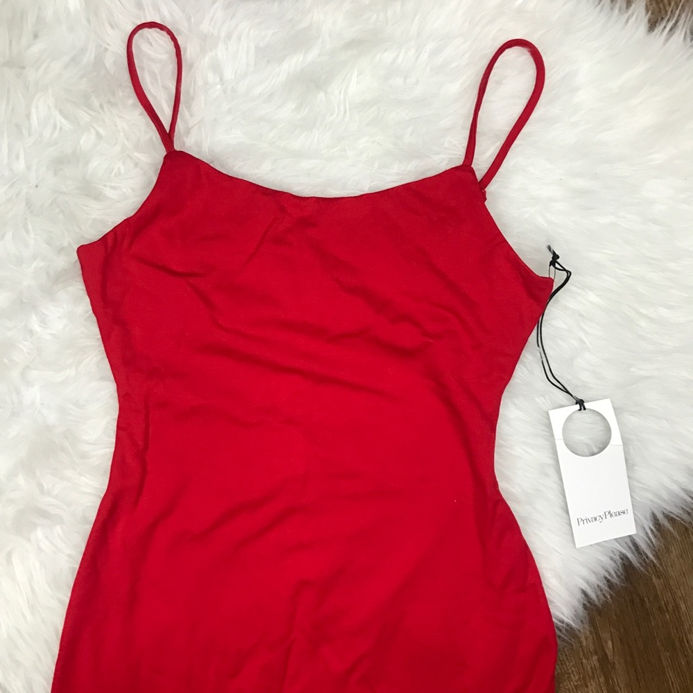 Privacy Please • Red Elliot Bodycon Midi Dress - Picture 3 of 7